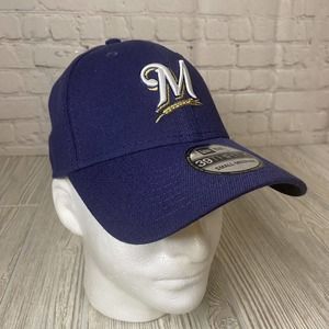 New Era Milwaukee Brewers Logo Flex Hat S/M Blue 39Thirty MLB Baseball New